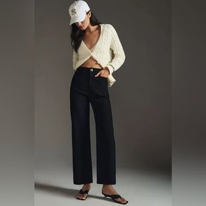 Anthropologie’s The Colette Cropped Wide-Leg Pants by Maeve in Black (Size 30)